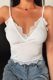 Lace Trim Ribbed Cami Top