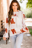 Multicolor Brushstroke Printed Smocking Blouse