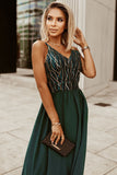 Sequin Lines Bodice High Waist Gown