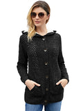 Fleece Hooded Gray Button Cardigan Sweater