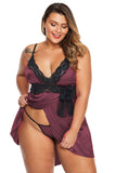Lace V Neckline Plus Size Babydoll