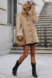 Khaki Open Front Button Knit Cardigan Coat