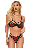 Floral Embroidery Lace Bralette Set