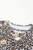 Leopard Sunflower Hollow Out Criss-cross Tee