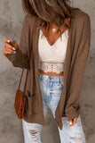 Brown Drop Shoulder Textured Cardigan