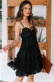 Spaghetti Straps Ruched Ruffled Mini Dress