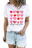 Be Kind Heart Print O-Neck T-shirt