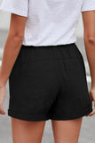 Elastic Waist Drawstring Roll Hem Shorts