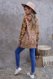 Multicolor Aztec Leopard Patchwork Side Split Pullover Top