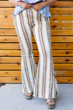 Plus Size Stripe Print High Waist Bell Bottom Pants