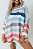 Striped Knit Top with Chest Pocket