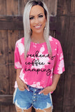 Pink Cloudy Tie Dye Letter Print Casual Tee