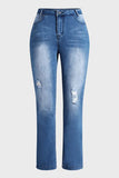 Split Hem Ripped High Waist Flare Jeans