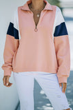 Color Block Patch Bicep Quarter Zip Sweatshirt