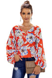 Boho Print Balloon Sleeve Blouse