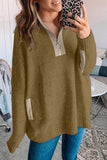 High Neck 1/4 Zip Pocketed Cozy Sweater