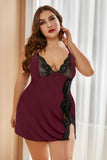 Multicolor Lace Stitching Tie Dye Plus Size Babydoll