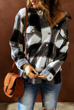 Black Plaid Print Buttoned Shirt Coat with Pocket