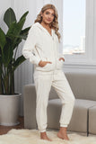 White Fleece Hoodie and Pants Sportswear