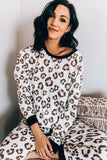 Leopard Print Long Sleeve Pants Loungewear Set