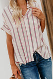 Striped Short Sleeve Buttoned Pocket Shirt