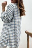 Khaki Plaid Print Button Knitted Coat with Pocket