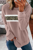 Dark Blue Leopard Splicing Pullover Sweatshirt