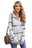 Tie-dye Stripe Button Drawstring Hoodie