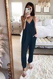 Sleeveless Wide Leg Loose Jumpsuit with Pocket