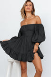 Bow Knot Square Neck Ruffled High Waist Mini Dress