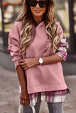 Plaid Splicing Drawstring Hoodie