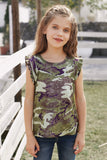 Camo Print Flounced Armholes Little Girls’ Tank