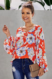 Boho Print Balloon Sleeve Blouse