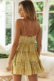 Spaghetti Straps V Neck Smocked Swing Floral Dress