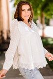 White Broderie Angalise Ruffle Trim Babydoll Blouse