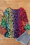 Colorful Leopard Gradient Loose Blouse