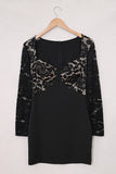 Lace Splicing Long Sleeve Bodycon Mini Dress