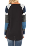 Color Block Striped Twisted Knot Long Sleeve Top