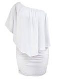 Plus Size Multiple Dressing Layered Dark Blue Mini Poncho Dress