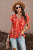 V-neck Short Sleeve Fashion Print Fantasy Fluttering Blouse