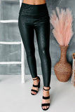 Floral Lace Pattern Faux Leather Leggings