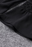 Lace Ruffed 3/4 Sleeve V Neck Shirt
