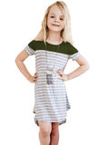 Colorblock Patchwork Striped Girls’ Dress