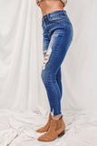 Slits Hollow-out High Waist Jeans
