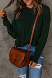 Green Drop Sleeve Knitted Pullover Sweater with Hood