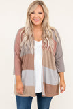 Multicolor Plus Size Colorblock Knit Cardigan