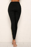 Leopard Splicing Mid Waist Stretchy Skinny Pants