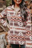 Aztec Zipped Sherpa Pullover Sweatshirt