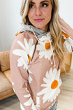 Daisy Print Zipped Doublehood Sweatshirt