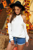 Hollow Out Off-the-shoulder Long Sleeve T-shirt